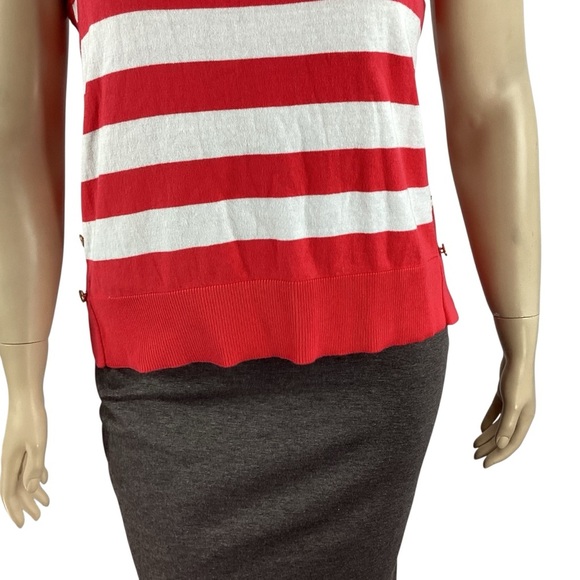 Michael Michael Kors Sea Coral White Striped Knit Tank Top XL - Picture 3 of 6